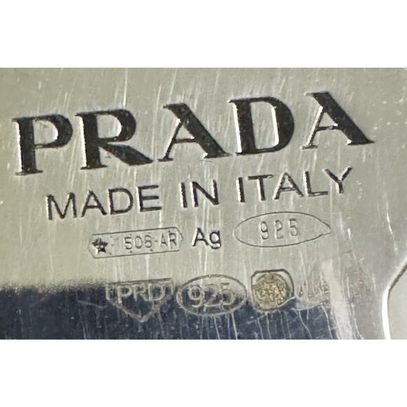 Prada Sterling Silver Plexiglass Girl Charm Pendant Keychain NWT Box - Picture 5 of 6